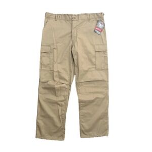 Rothco Men XL Tactical BDU Pants Khaki Workwear Cargo‎ Pockets Adjustable Waist
